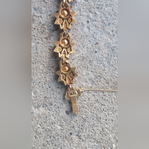 Florenza Watermelon Glass AB Rhinestones Link Signed Vintage 1960's Bracelet - Picture 9 of 16